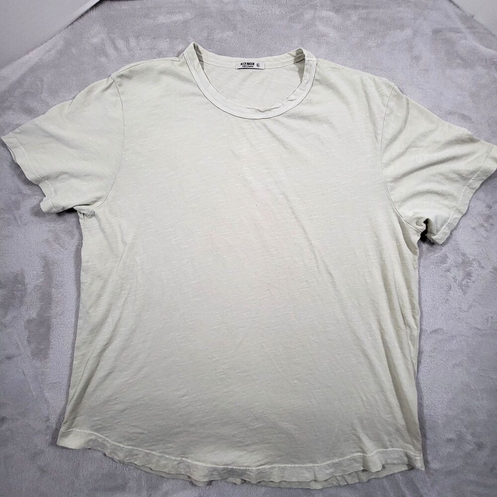 Buck Mason Pima Cotton Curved Hem Shirt Mens XL Beige Short Sleeve